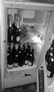 A well-stocked fridge at the 'Osteria Senza Oste'